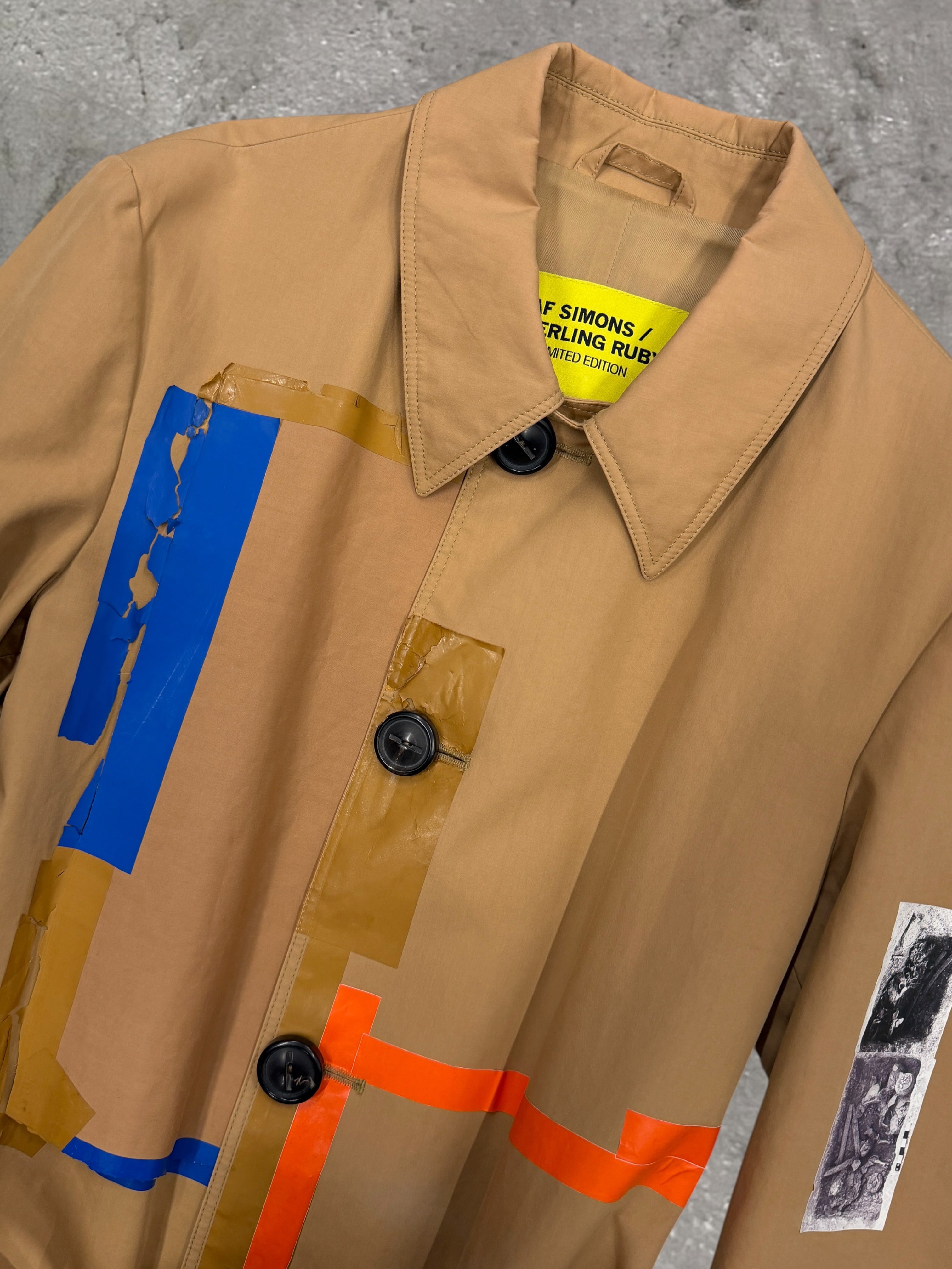 RAF SIMONS X STERLING RUBY AW14 PATCHES COLLAGE TRENCH COAT