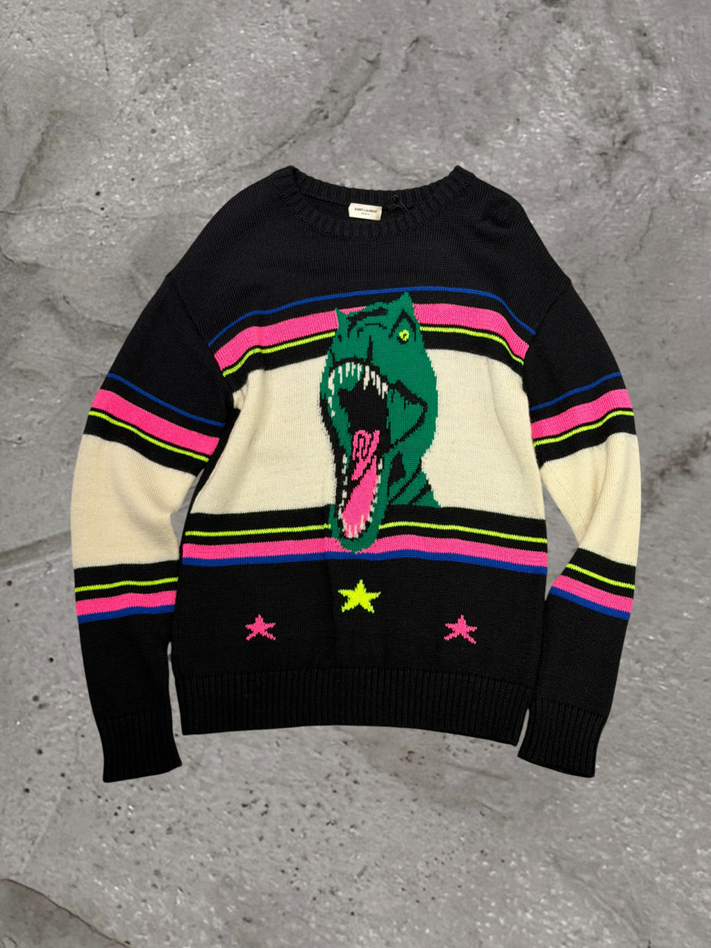SAINT LAURENT SS16 T-REX INTARSIA SWEATER