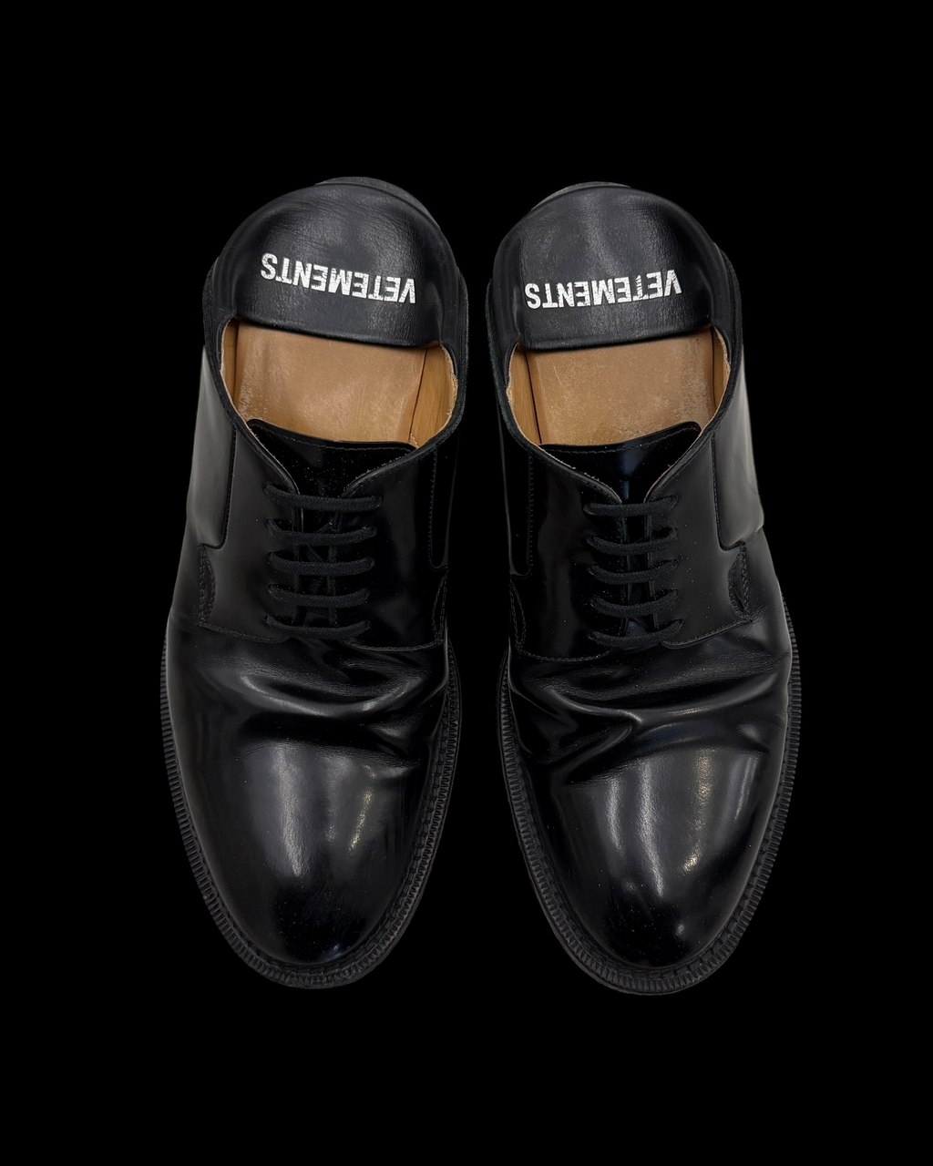 VETEMENTS SS18 COLLAPSIBLE HEEL LOGO DERBY
