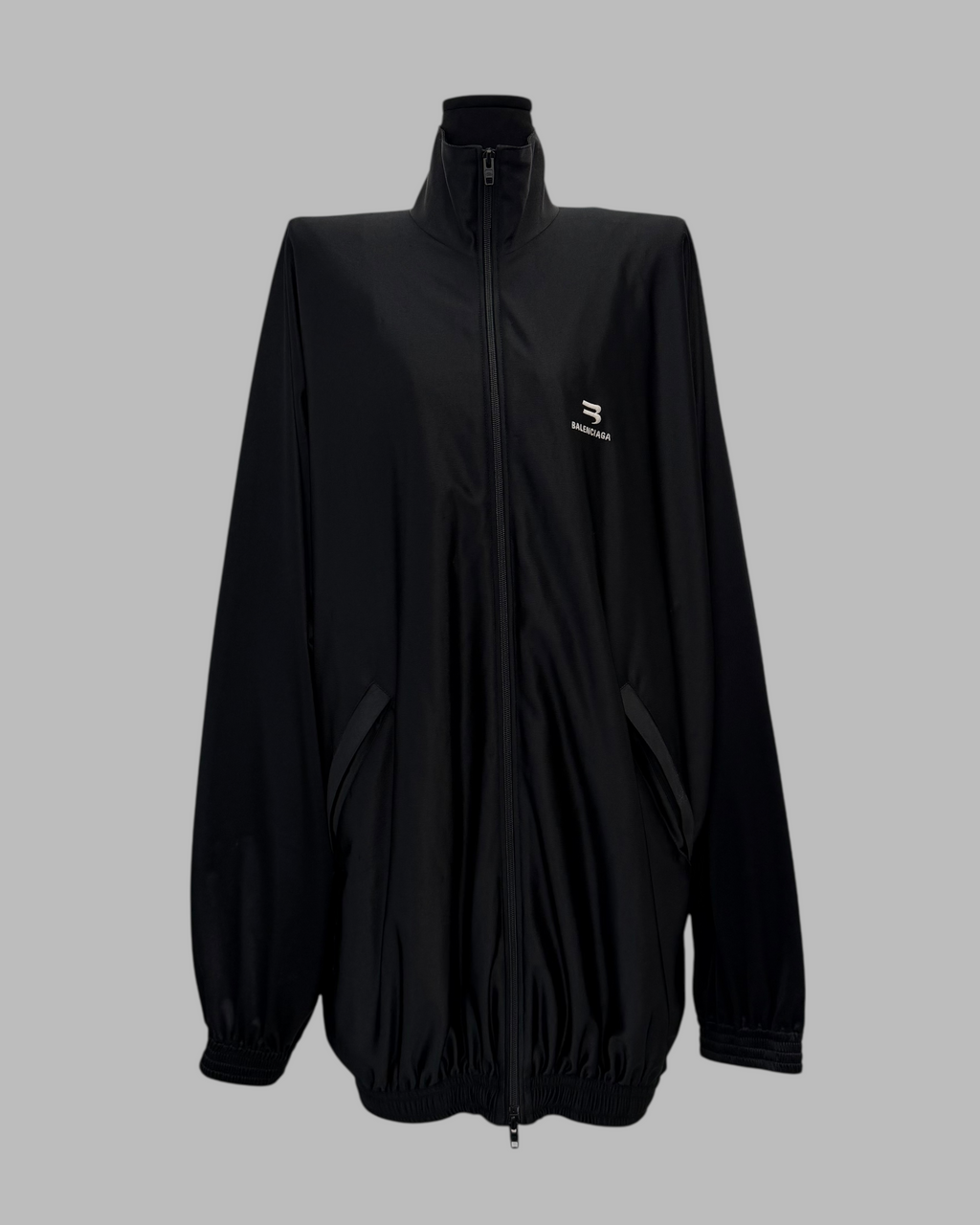 BALENCIAGA SPRING 2021 OVERSIZED SATIN TWILL TRACK JACKET