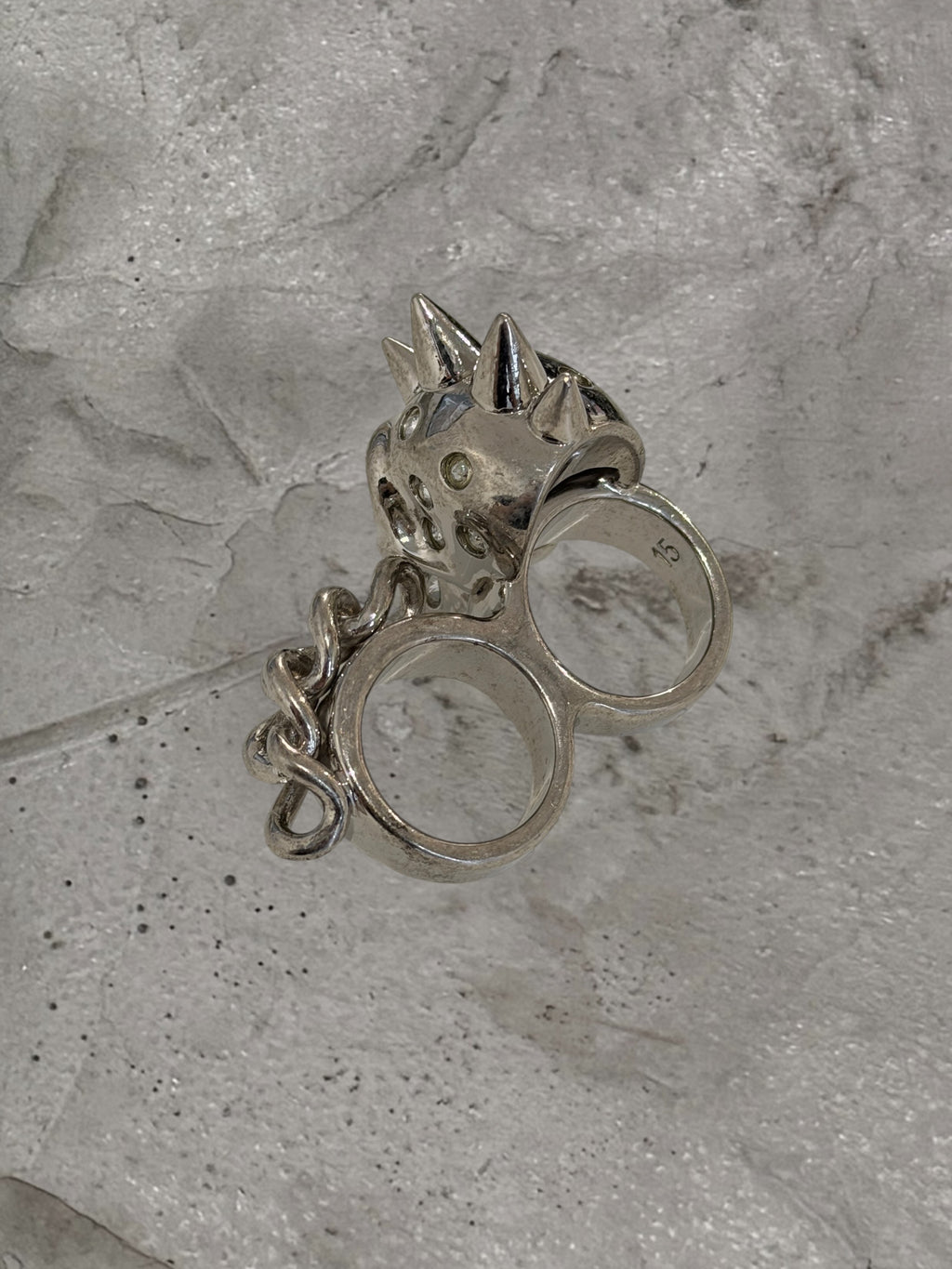ALEXANDER MCQUEEN PUNK SKULL DOUBLE RING