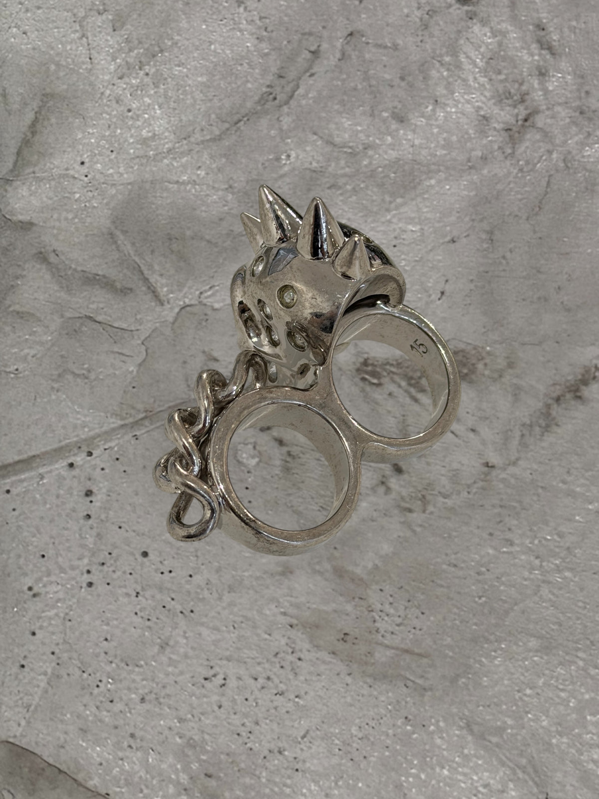 ALEXANDER MCQUEEN PUNK SKULL DOUBLE RING
