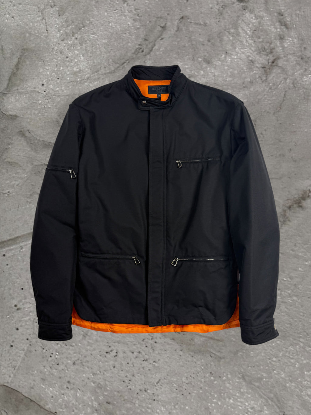 HERMES BLACK ZIP NYLON JACKET