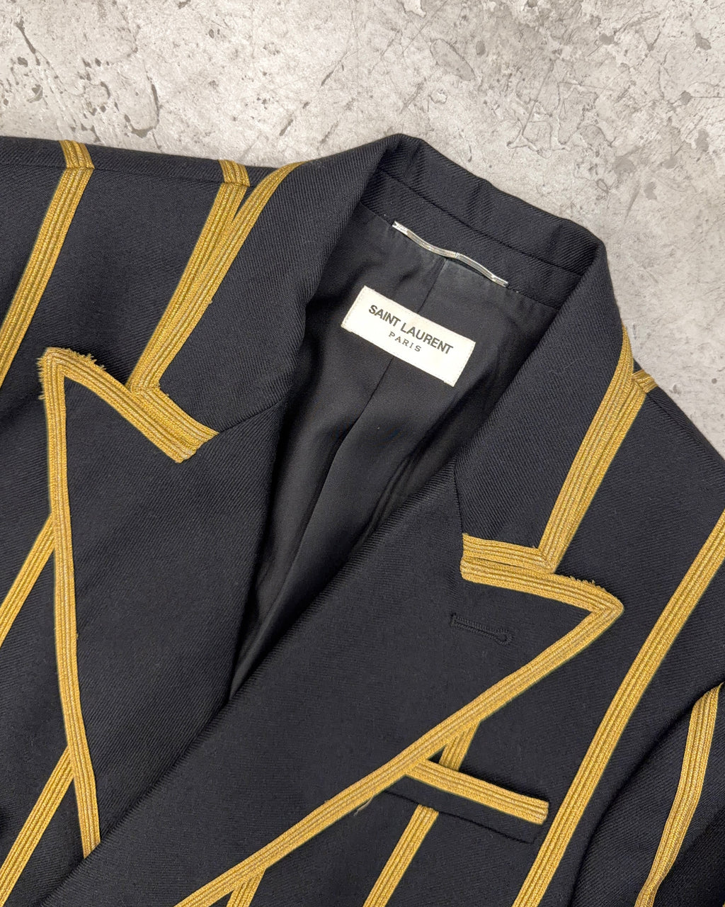 SAINT LAURENT SS19 METTALIC GOLD STRIPED BLAZER