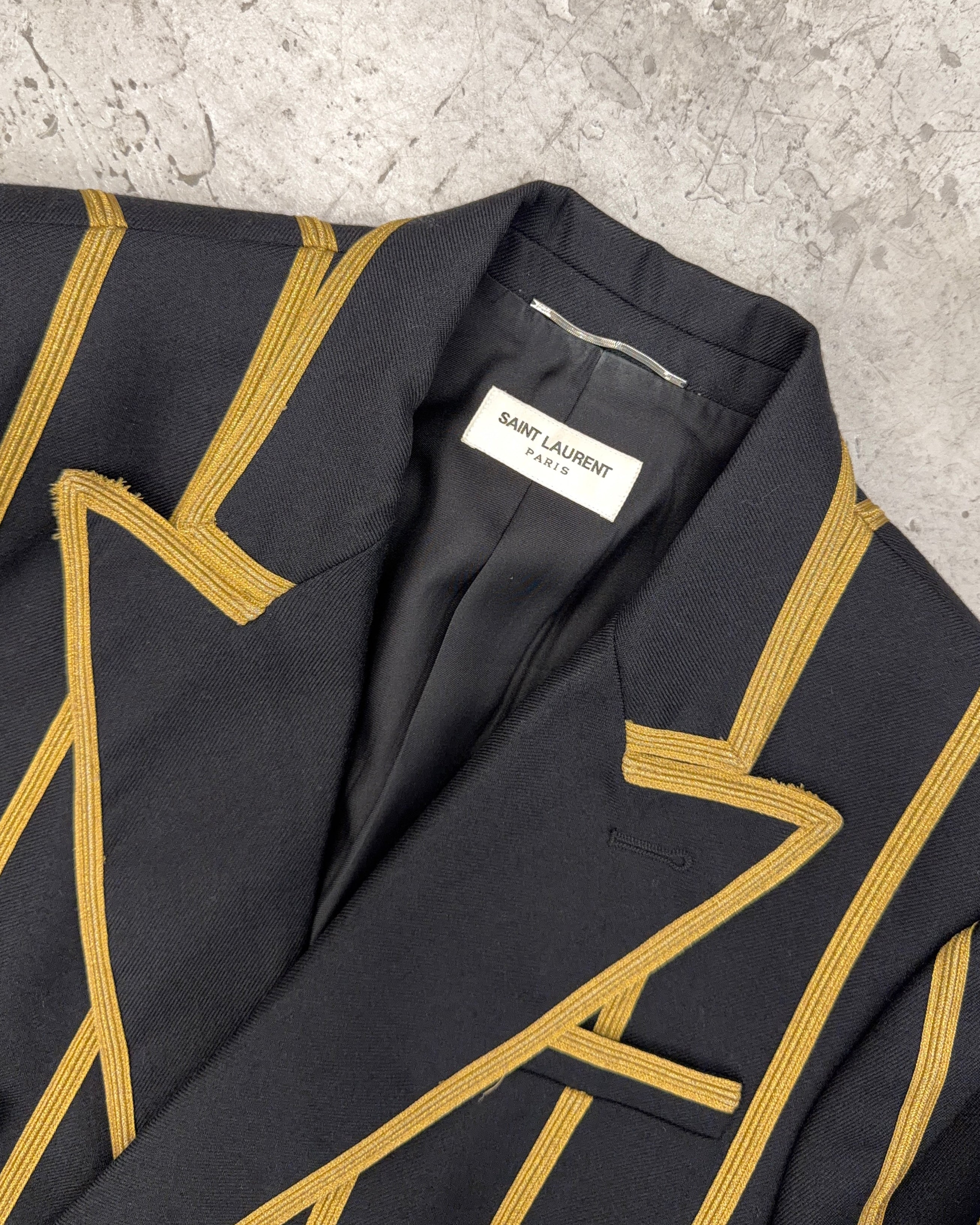 SAINT LAURENT SS19 METTALIC GOLD STRIPED BLAZER