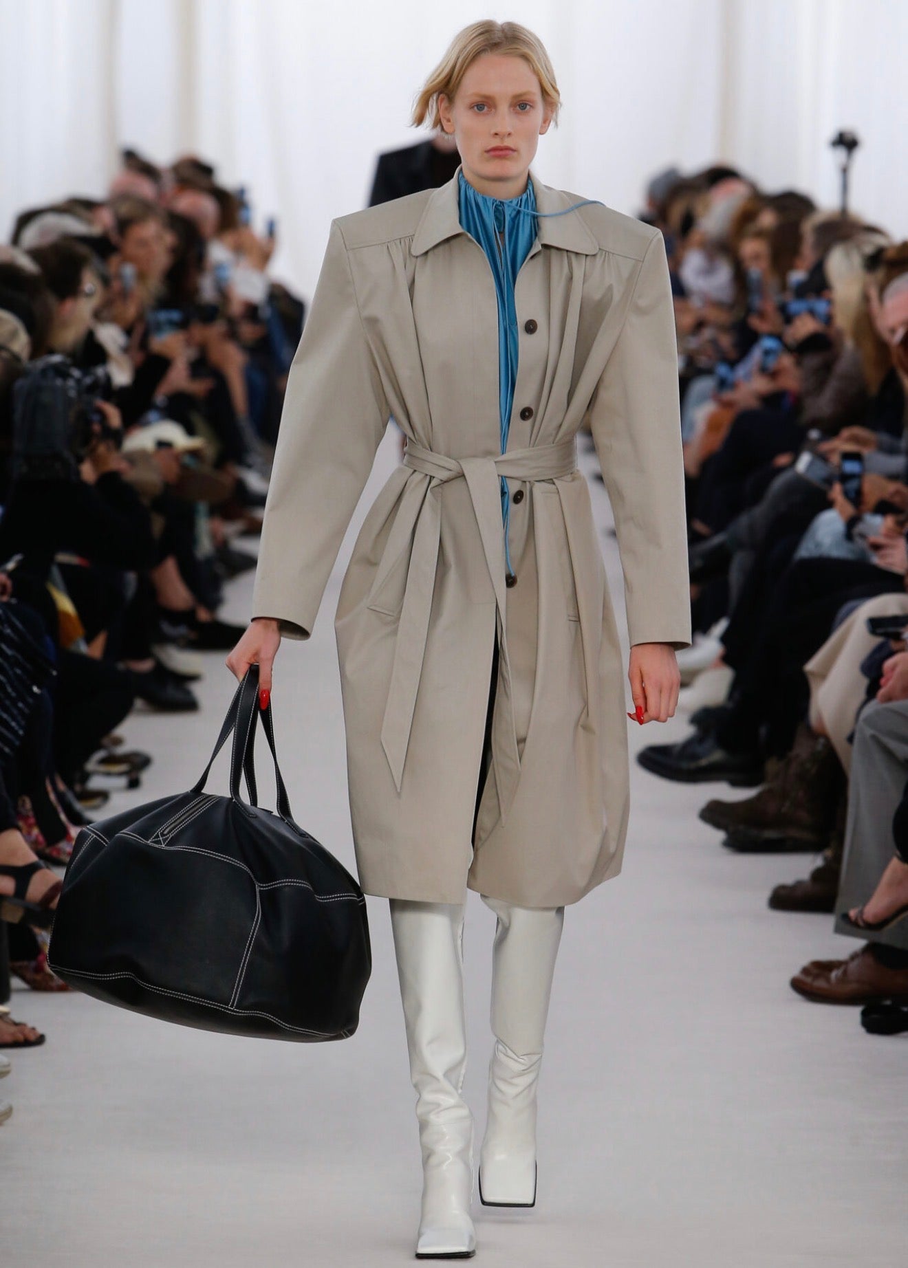 BALENCIAGA SS17 SHOULDER PAD TRENCH COAT