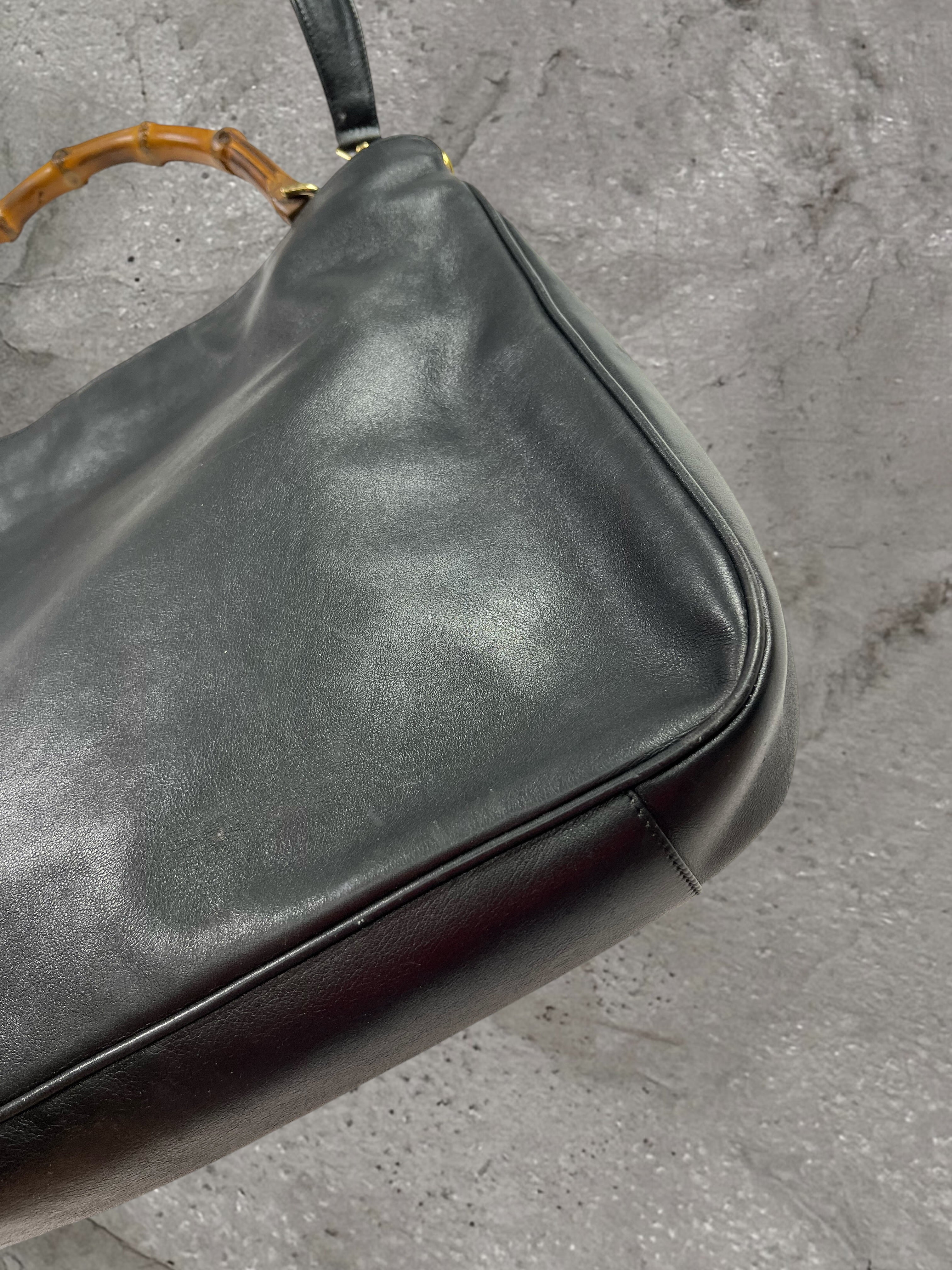 GUCCI LEATHER BAMBOO HOBO BAG