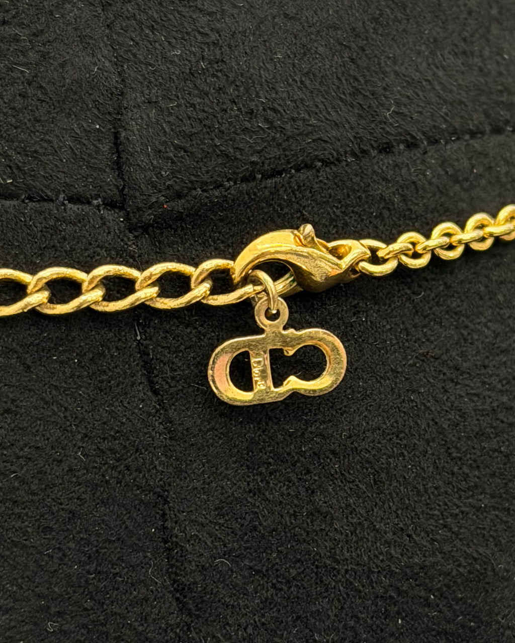 VINTAGE CHRISTIAN DIOR MINI LOGO CHARM NECKLACE
