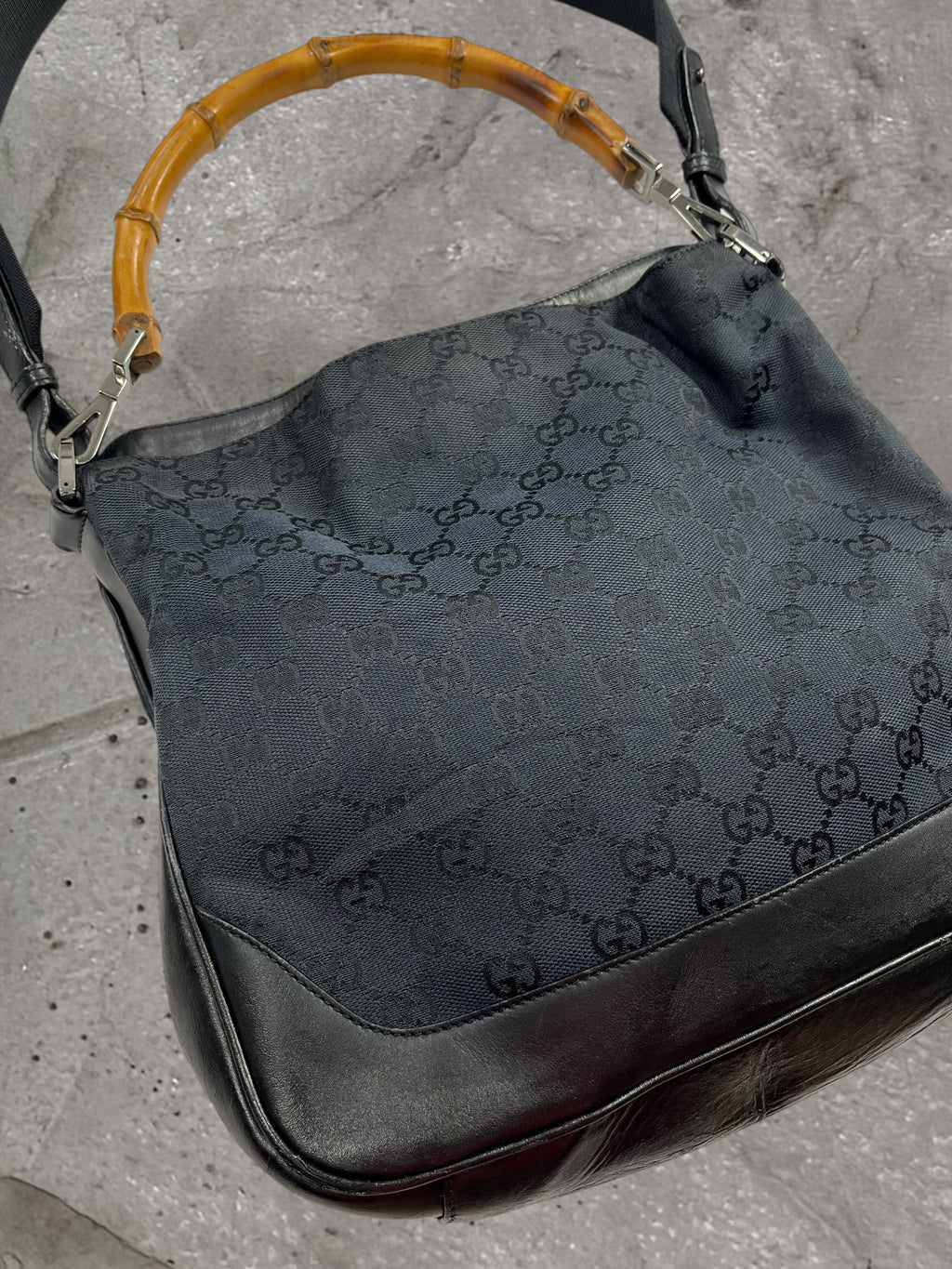 GUCCI GG CANVAS BAMBOO SHOULDER BAG