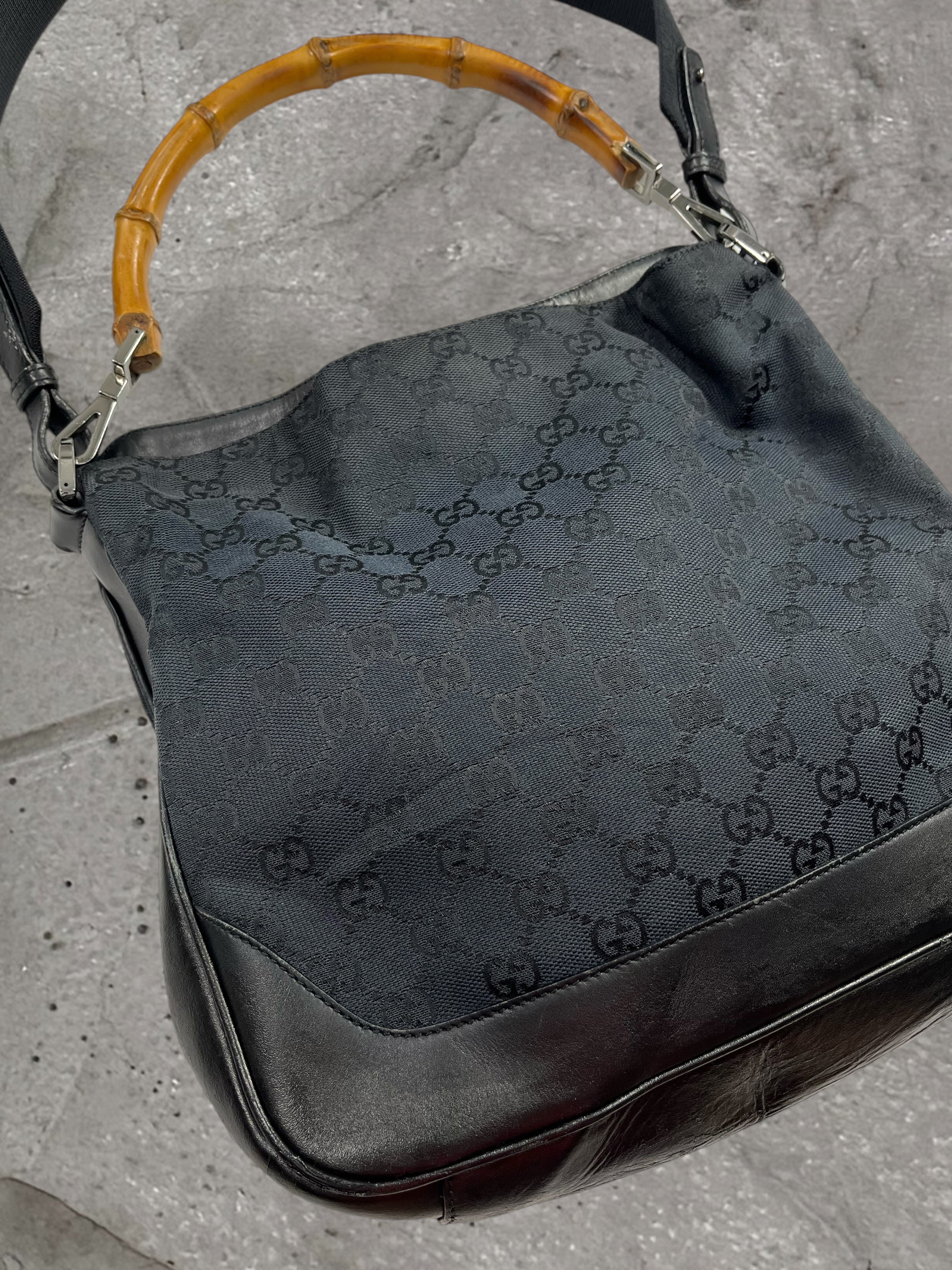 GUCCI GG CANVAS BAMBOO SHOULDER BAG