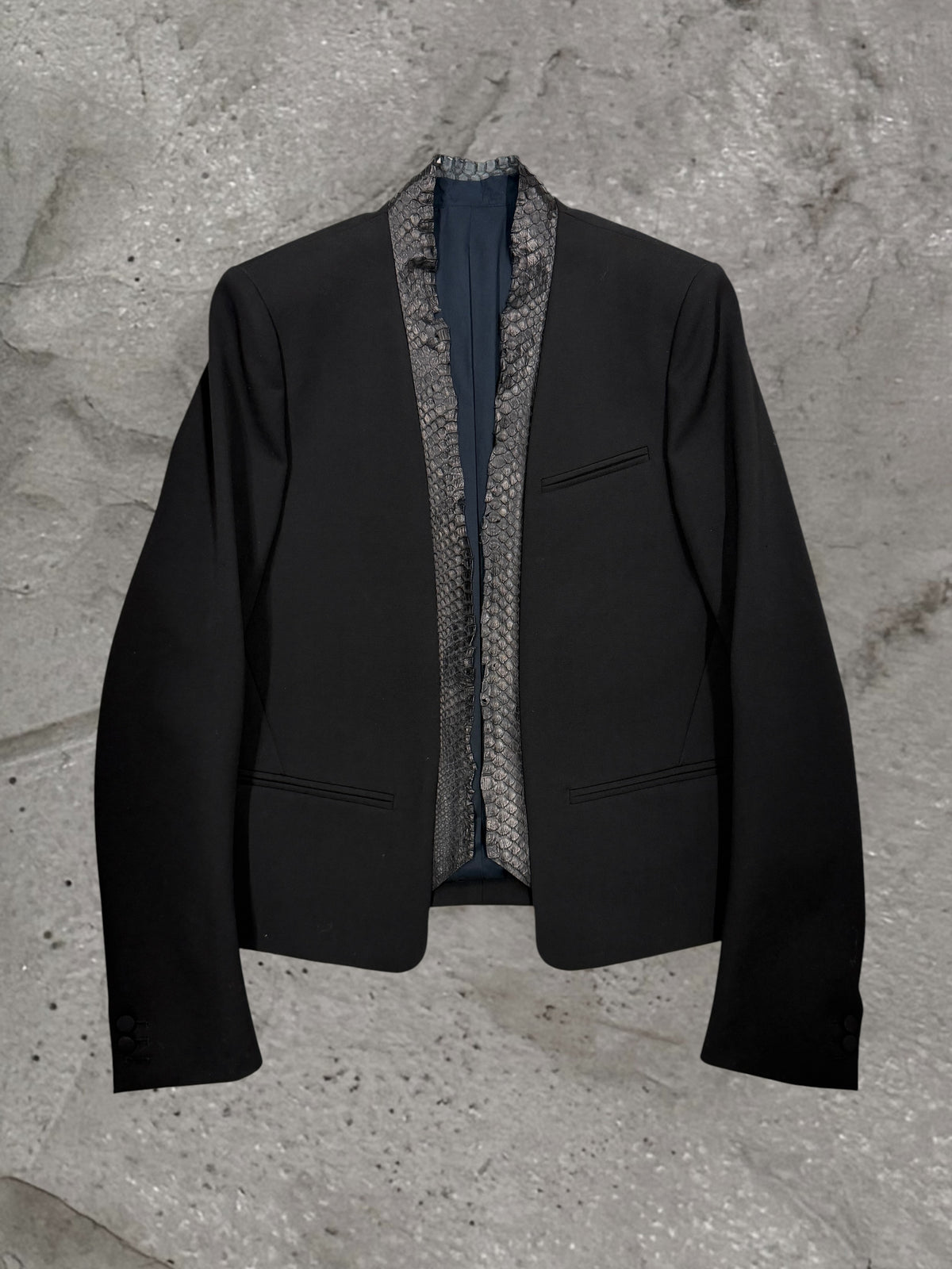 BALMAIN SS12 PYTHON LAPEL CROPPED BLAZER