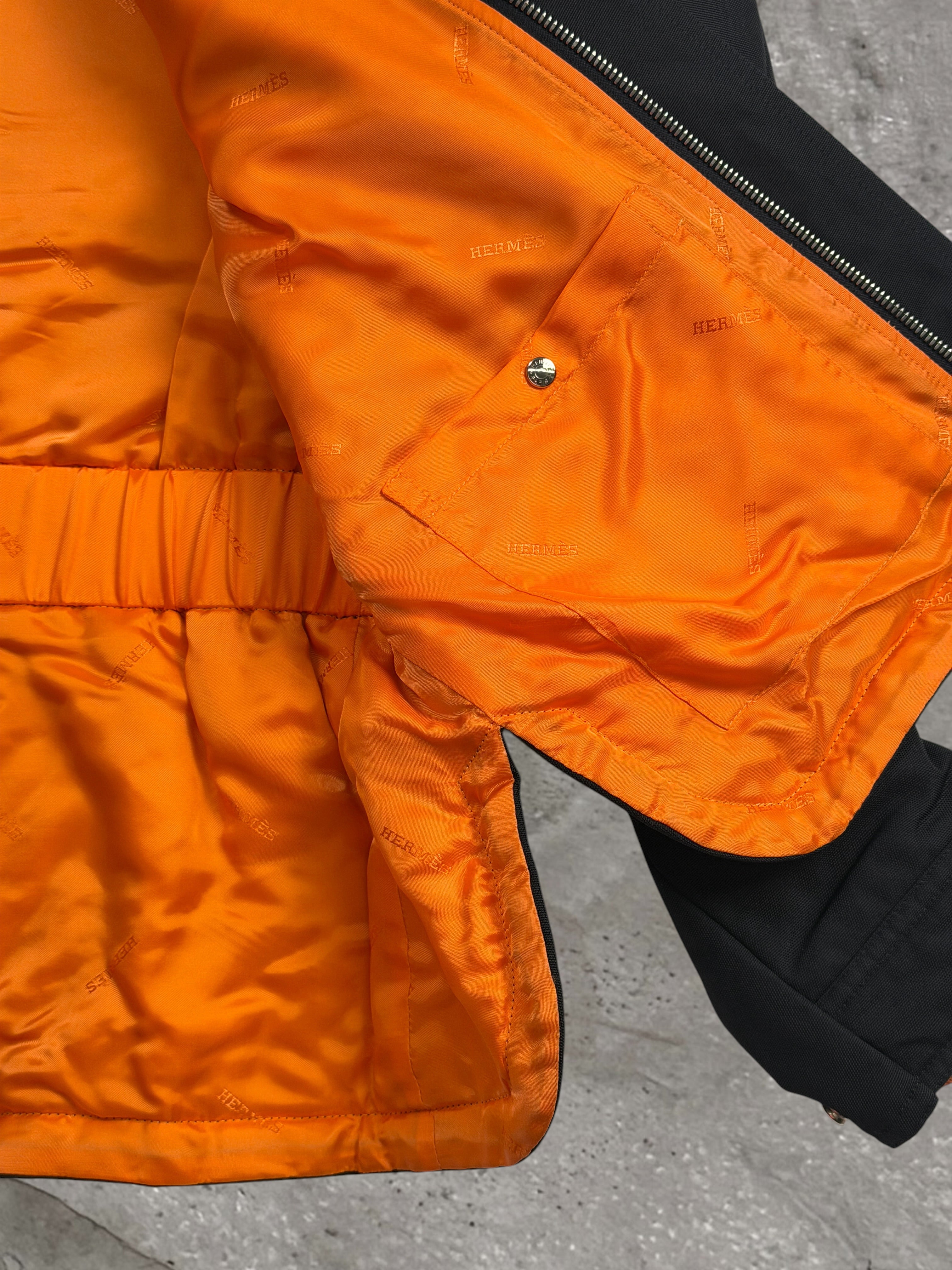 HERMES BLACK ZIP NYLON JACKET