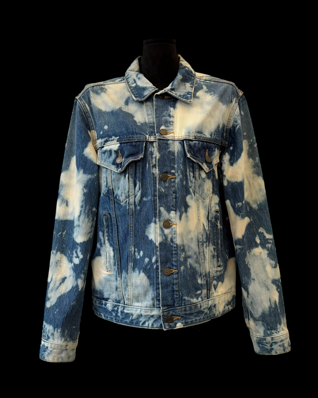 SAlNT LAURENT SS16 DESTROYED JEAN JACKET IN BLUE PUNK DENIM
