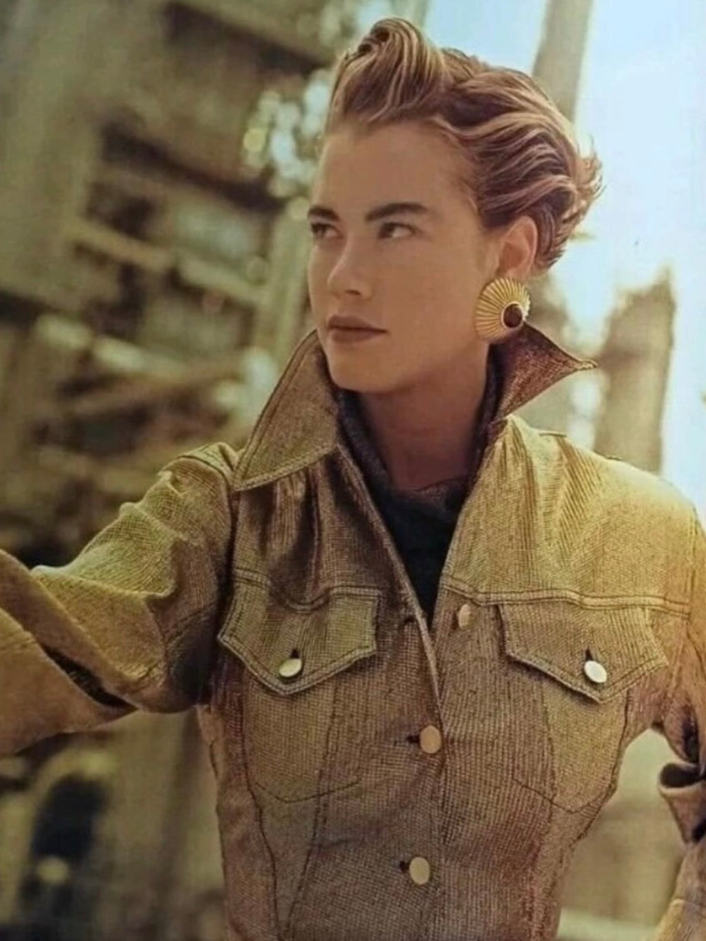 JUNIOR GAULTIER 80'S HOURGLASS PEPLUM DENIM JACKET