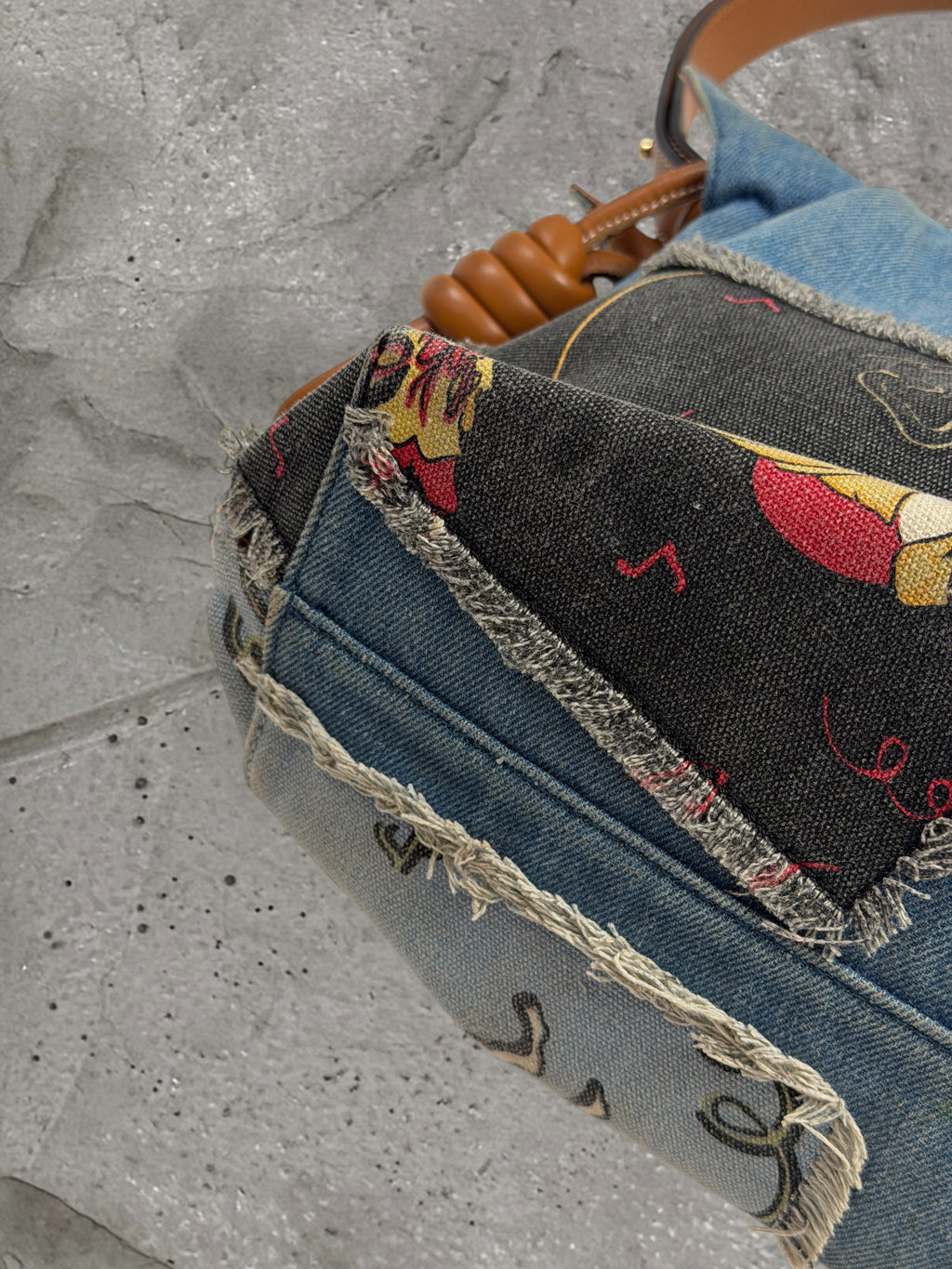 LOEWE PAULA'S IBIZA FW17 PATCHWORK FLAMENCO KNOT TOTE BAG