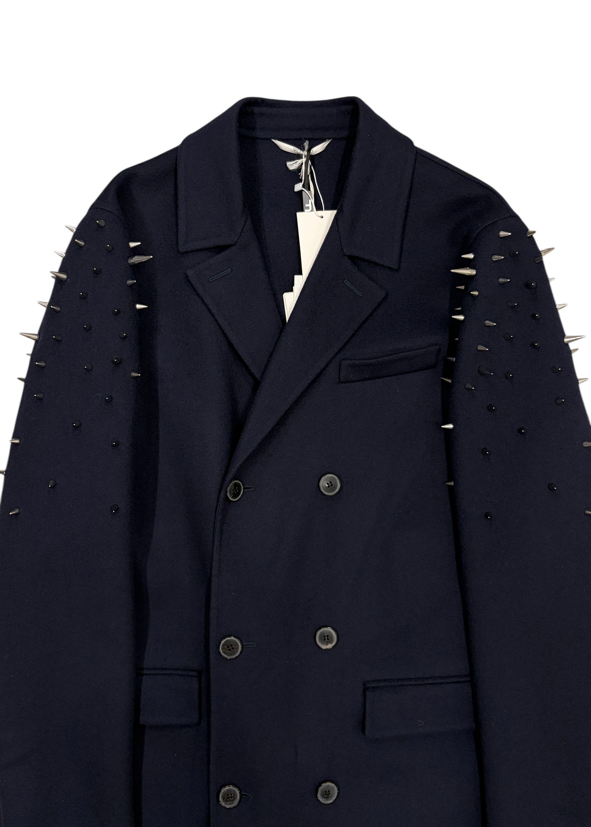 VALENTINO FALL 18 SPIKED WOOL TRENCH COAT