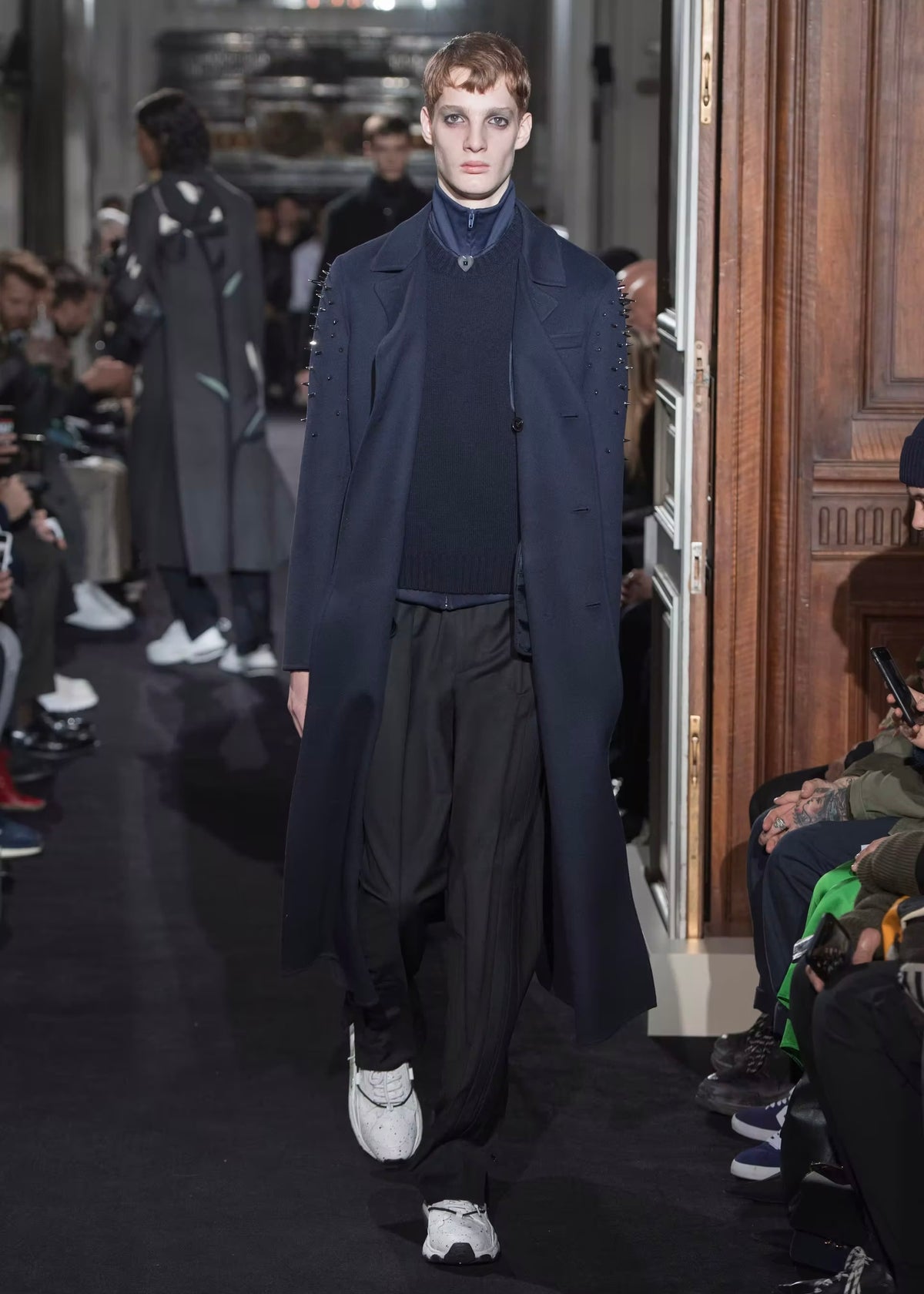 VALENTINO FALL 18 SPIKED WOOL TRENCH COAT
